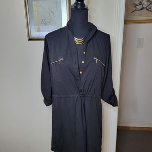 Black and gold dress with necklace